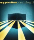 Happyendless albumo Antologija vinilas: minimalistinis viršelis su tamsiu kubu ir geltonais šviesos spinduliais