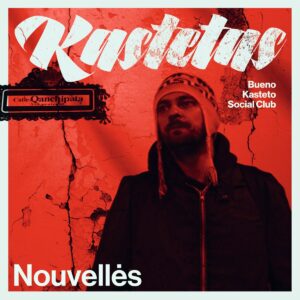 Vinilo albumo „Kastetas – Nouvellės“ viršelis raudoname fone su atlikėjo portretu.