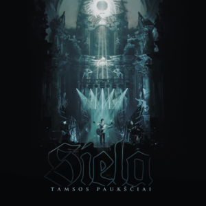 Siela „Tamsos Paukščiai“ vinilo albumo viršelis – tamsiame gotikinio interjero fone scenoje koncertuoja grupė, apšviesta ryškiais melsvai žalsvais prožektoriais; apačioje matomas stilizuotas albumo pavadinimas „Siela“ ir užrašas „Tamsos Paukščiai“